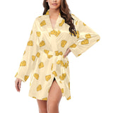 Cheese pattern Women's Long Sleeve Belted Night Robe