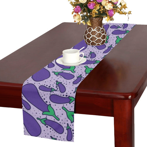 Eggplant Pattern Print Design 03 Table Runner