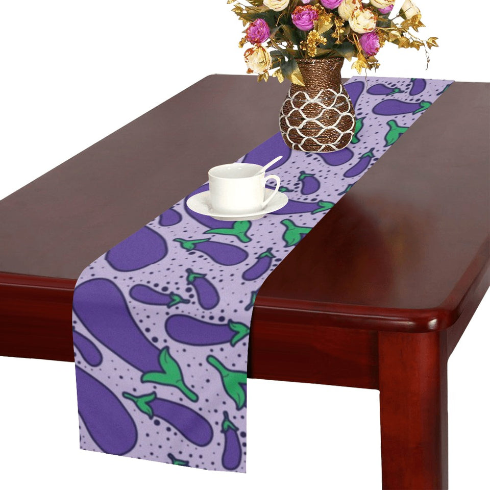 Eggplant Pattern Print Design 03 Table Runner