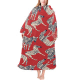 Zebra abstract red background Blanket Robe with Sleeves