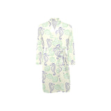 Seahorse shell pattern Men's Long Sleeve Belted Night Robe