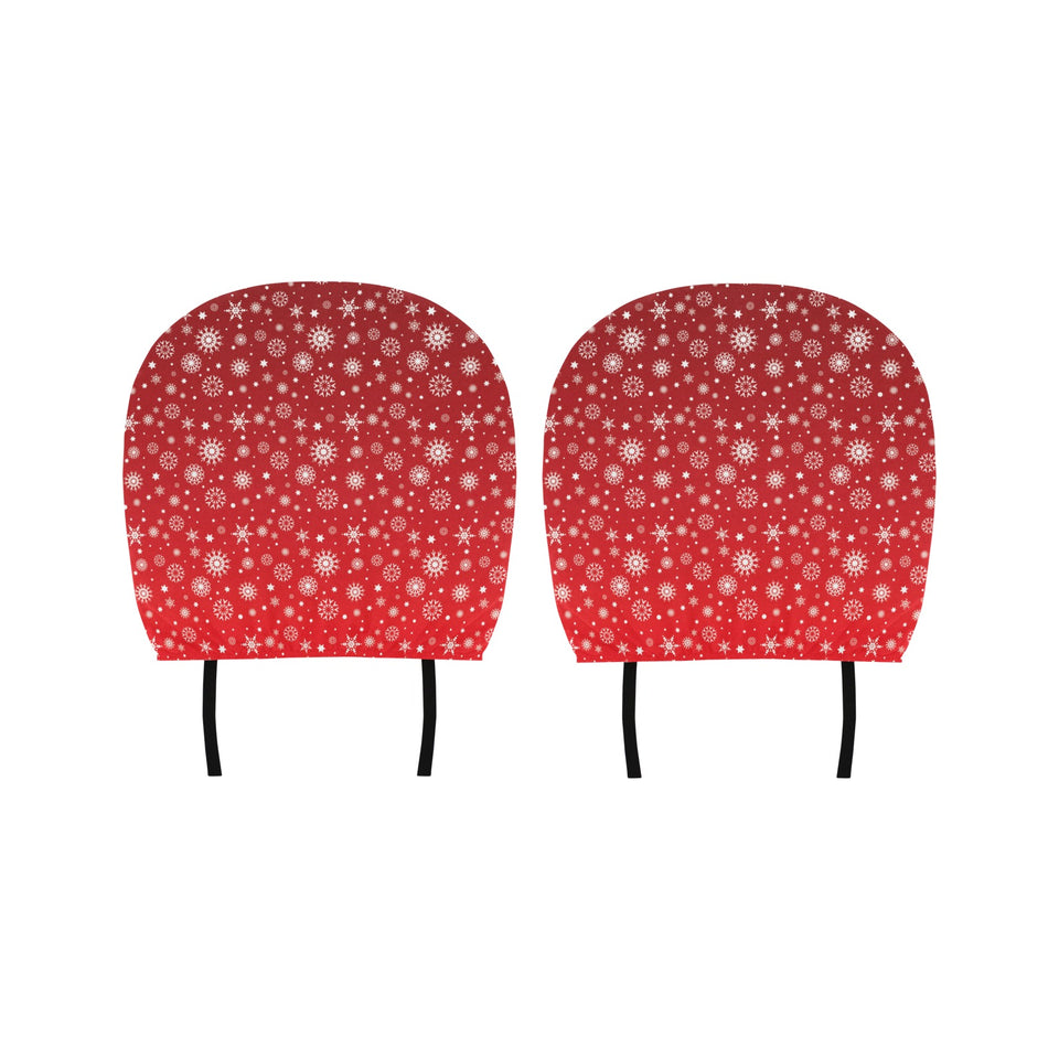 Snowflake pattern red background Car Headrest Cover
