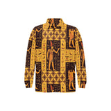 Egypt Hieroglyphics Pattern Print Design 05 Men's Long Sleeve Polo Shirt