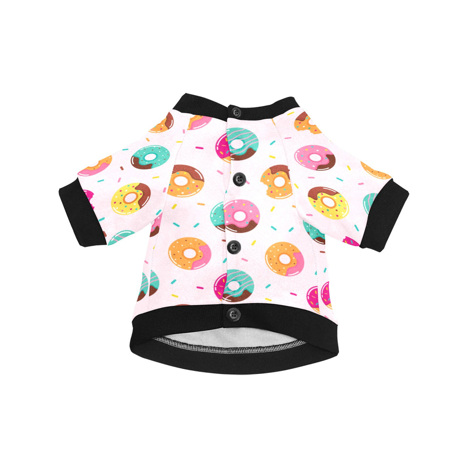 Donut pattern glaze pink background All Over Print Pet Dog Round Neck Fuzzy Shirt