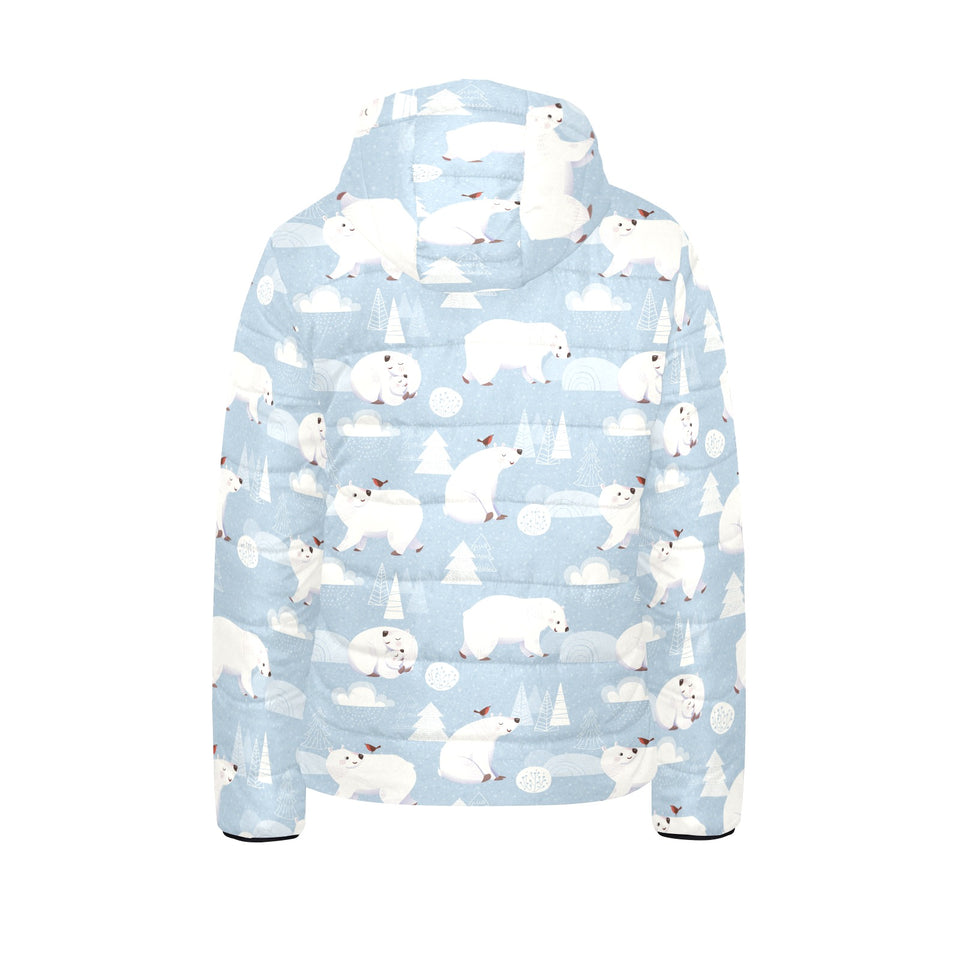 Cute polar bears Christmas decoration pattern Kids' Boys' Girls' Padded Hooded Jacket