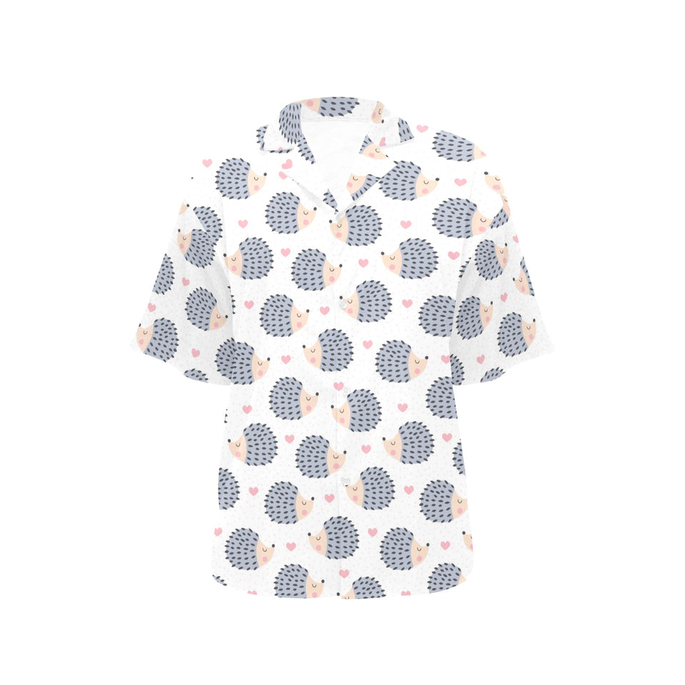 Hedgehog Pattern Print Design 04 Women's All Over Print Hawaiian Shirt