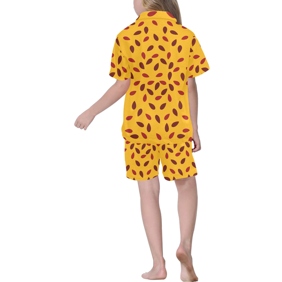 Passion fruit texture Kids' Boys' Girls' V-Neck Short Pajama Set