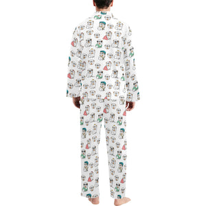 English Bulldog Pattern Print Design 03 Men's Long Pajama Set