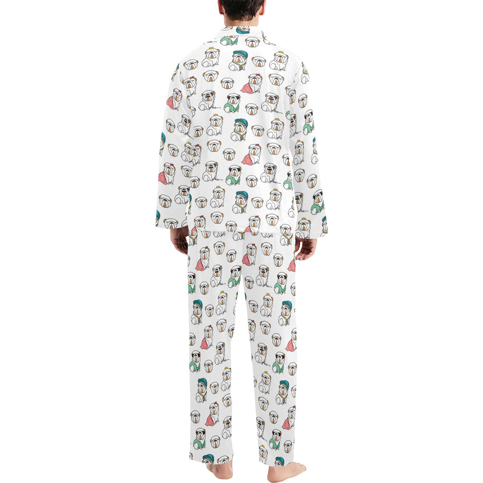 English Bulldog Pattern Print Design 03 Men's Long Pajama Set