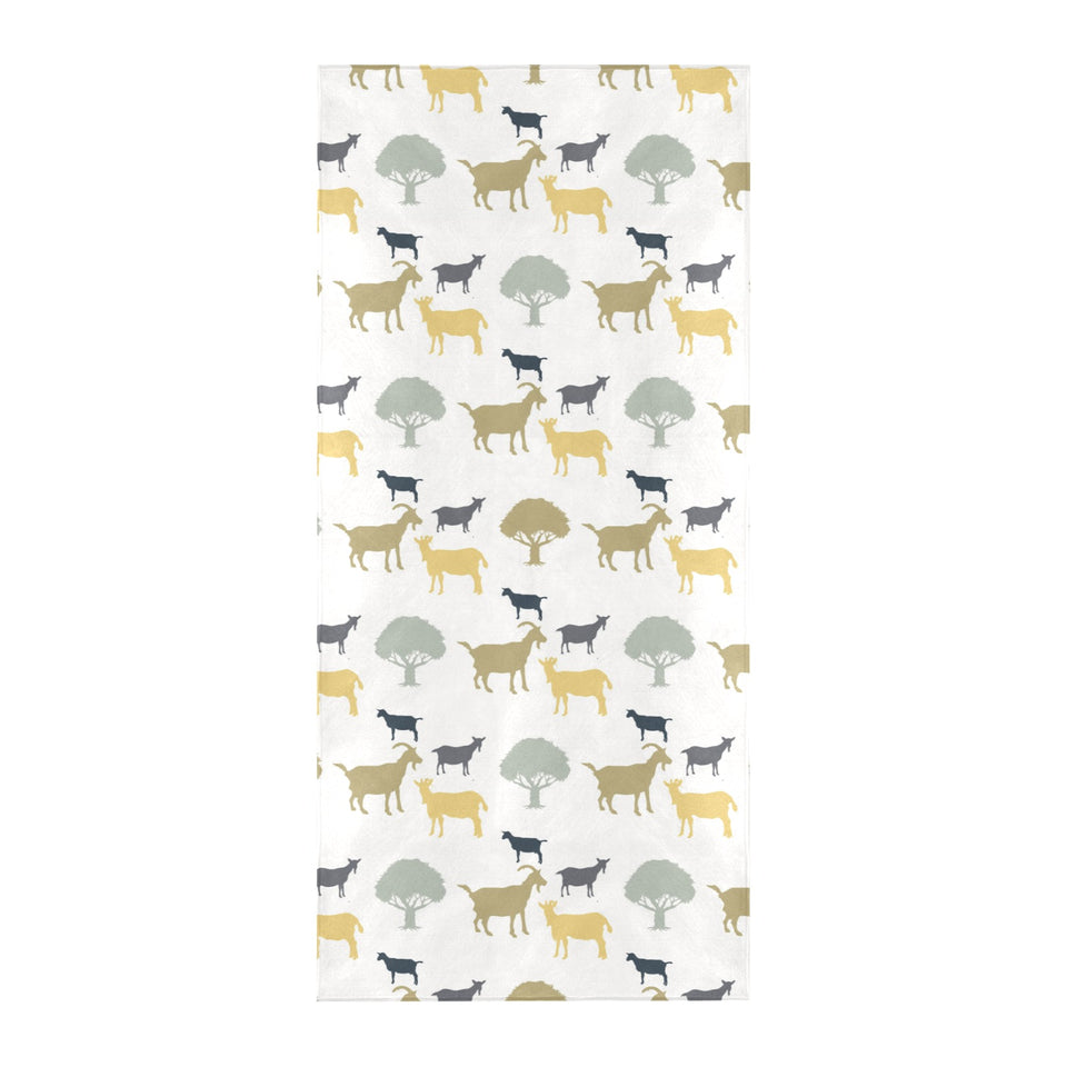 Silhouettes of goat and tree pattern Beach Towel