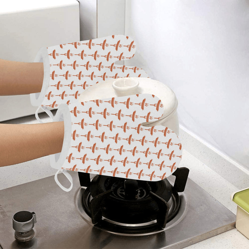 Sausage Pattern Print Design 05 Heat Resistant Oven Mitts