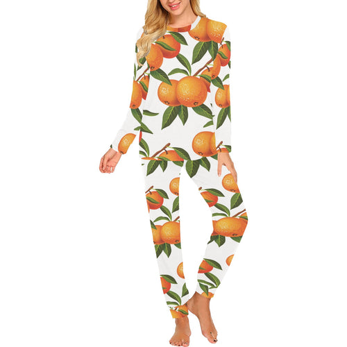 Oranges pattern background Women's All Over Print Pajama Set