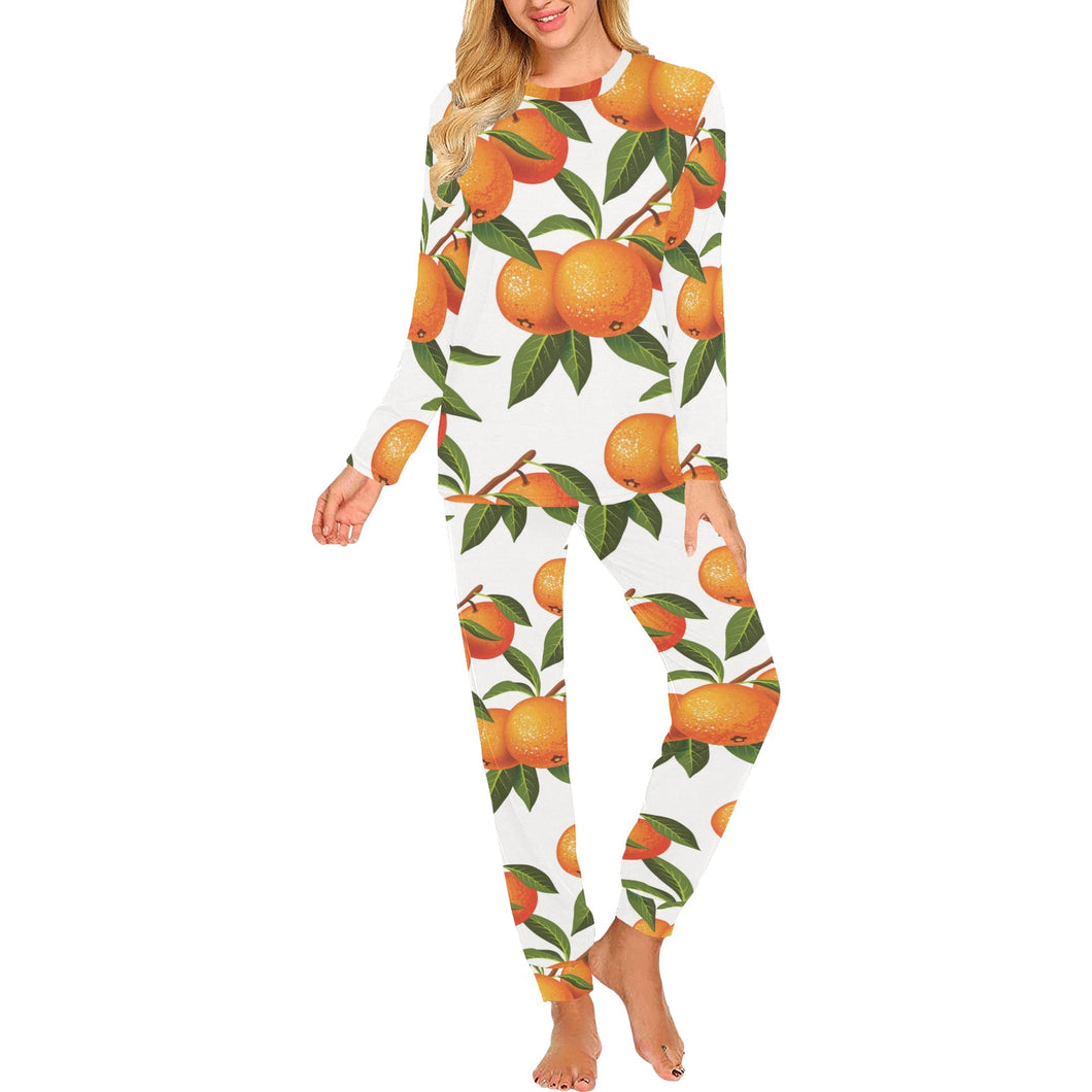 Oranges pattern background Women's All Over Print Pajama Set