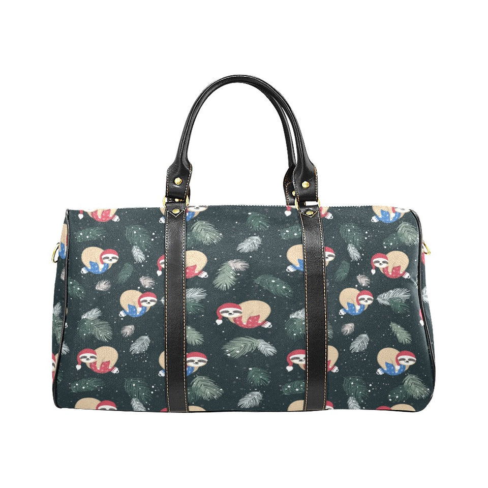 Cute sloths sleeping christmas ball santa hat patt Travel Bag
