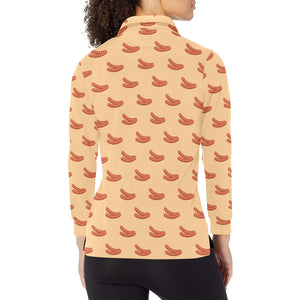 Sausage Pattern Print Design 03 Women's Long Sleeve Polo Shirt