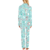 Cute koalas blue background pattern Women's Long Pajama Set