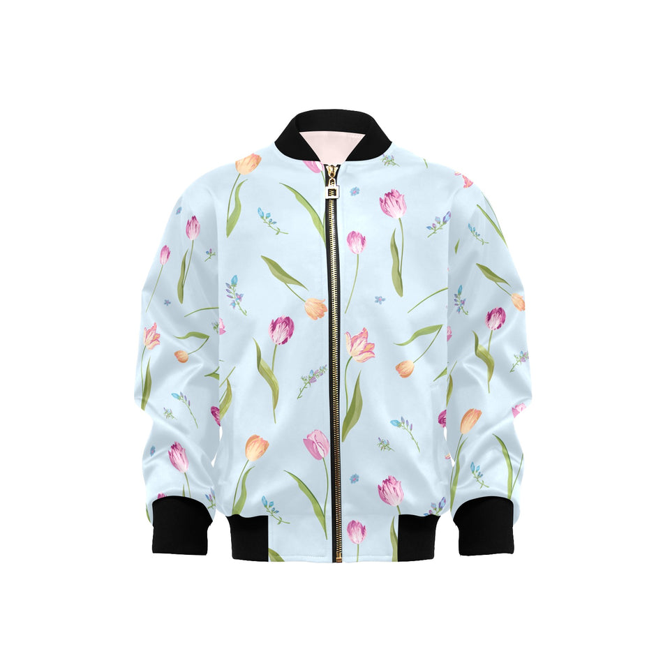 Watercolor Tulips pattern Kids' Boys' Girls' Bomber Jacket
