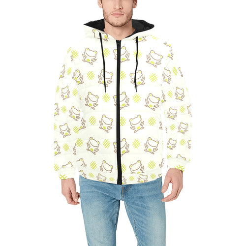 Cute cartoon frog baby pattern Men's Padded Hooded Jacket