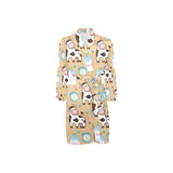 Cow bottle of milk pattern Men's Long Sleeve Belted Night Robe