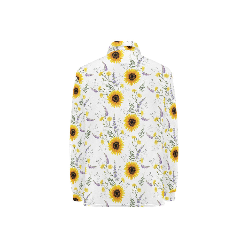 beautiful sunflowers pattern Women's Long Sleeve Polo Shirt