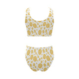 Potato Chips Pattern Print Design 03 Chest Bowknot High Waisted Bikini Swimsuit