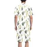 Cute cactus pattern Men's V-Neck Short Pajama Set