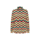 zigzag chevron colorful pattern Women's Long Sleeve Polo Shirt