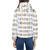Teddy Bear Pattern Print Design 02 Women's Padded Hooded Jacket