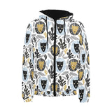 Lion Pattern Print Design 05 Men's Padded Hooded Jacket