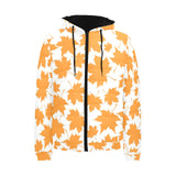 Orange Maple Leaf pattern Men's Padded Hooded Jacket
