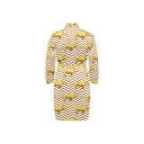 Rhino yellow theme pattern Men's Long Sleeve Belted Night Robe