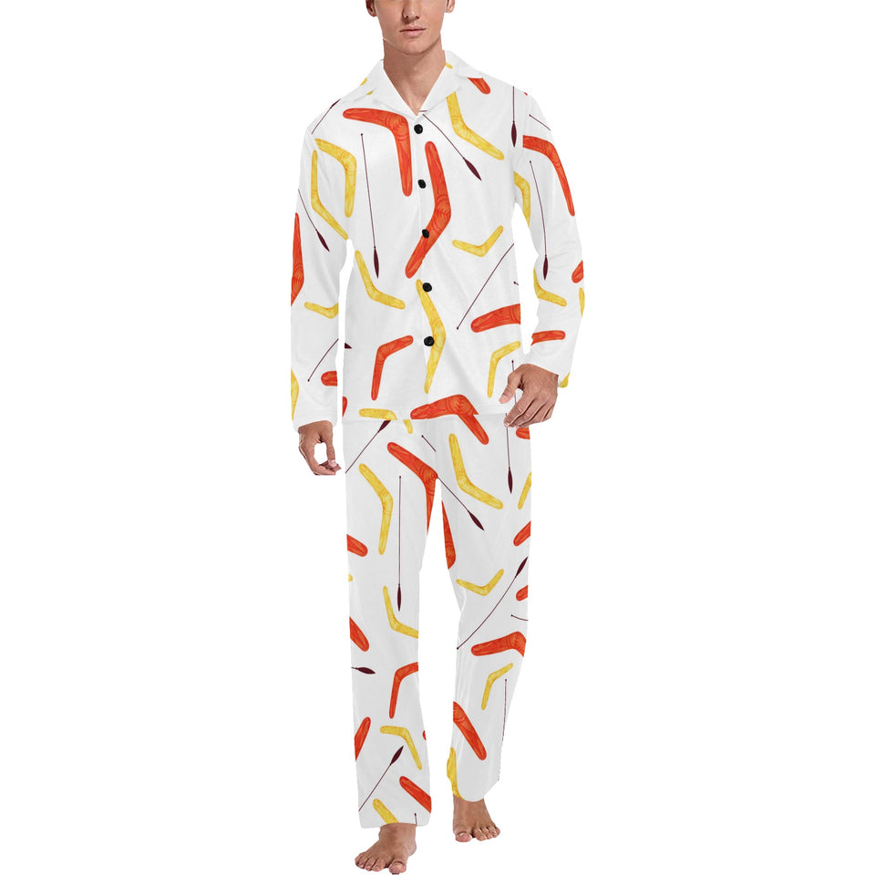 Waterclor boomerang Australian aboriginal ornament Men's Long Pajama Set