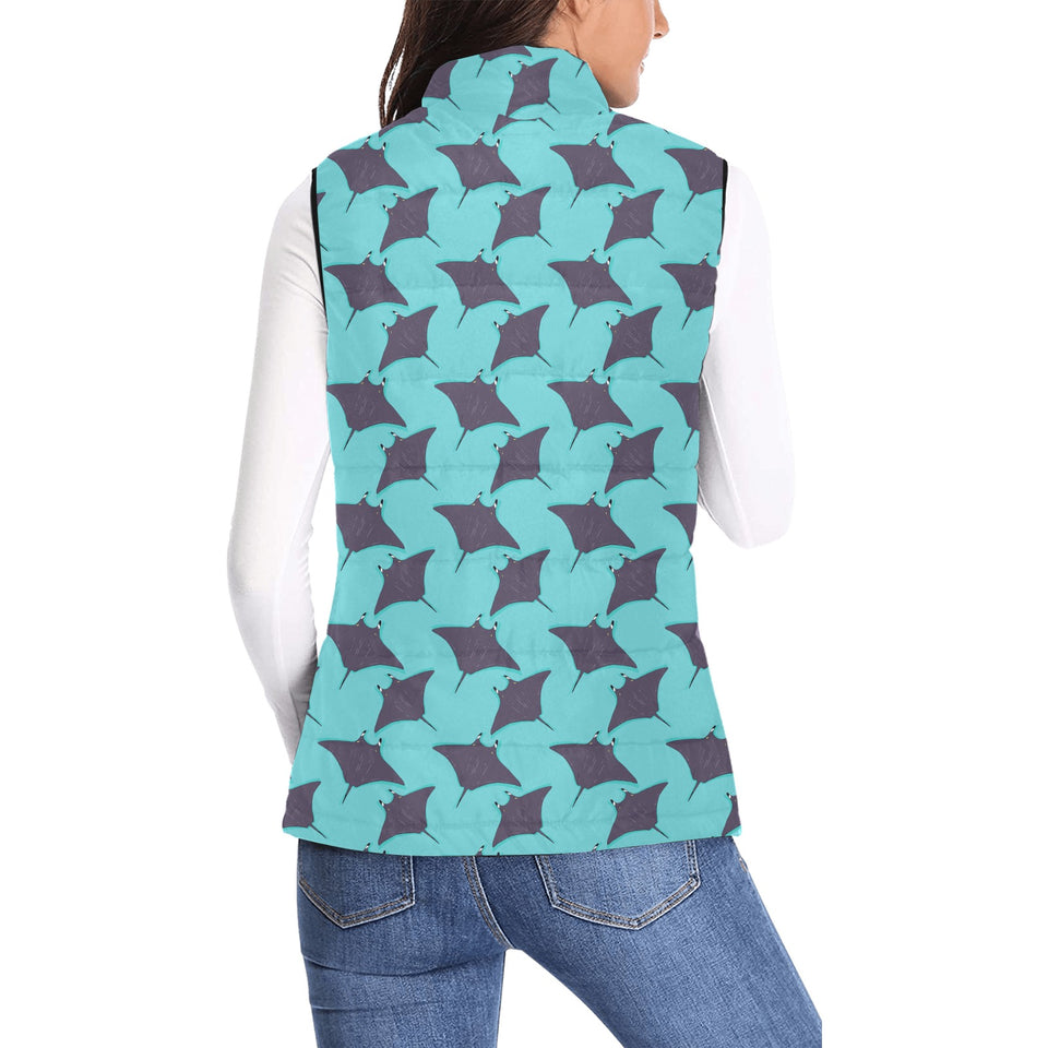 Stingray Pattern Print Design 02 Women's Padded Vest