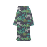 white bengal tigers tropical plant Blanket Robe with Sleeves