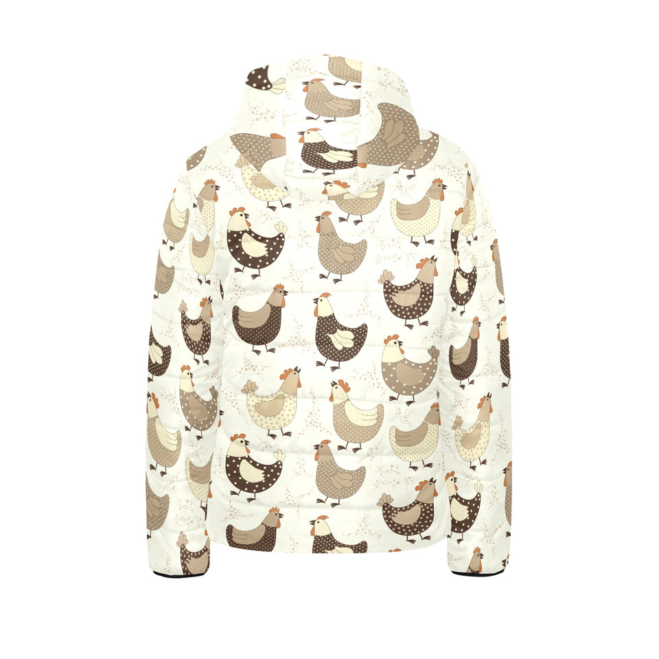Cute rooster chicken cock Kids' Boys' Girls' Padded Hooded Jacket