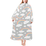 Cute rainbow clound star pattern Blanket Robe with Sleeves