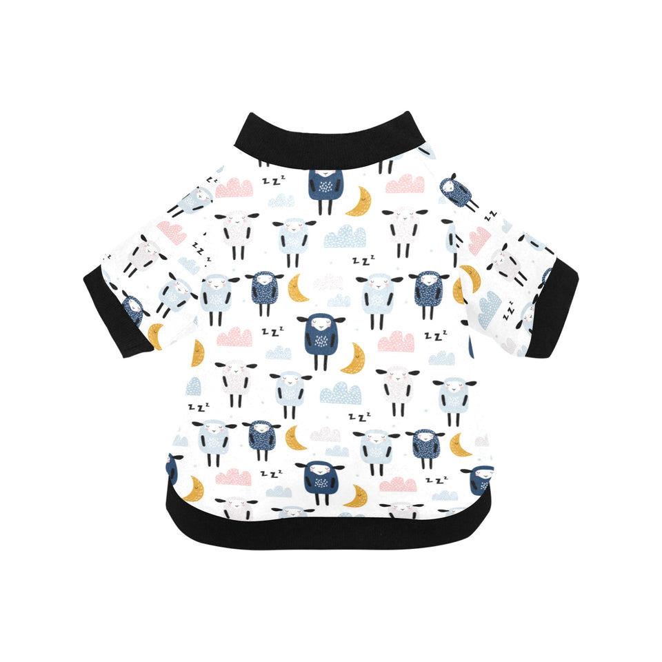 Cute sleeping sheep moon cloud pattern All Over Print Pet Dog Round Neck Fuzzy Shirt
