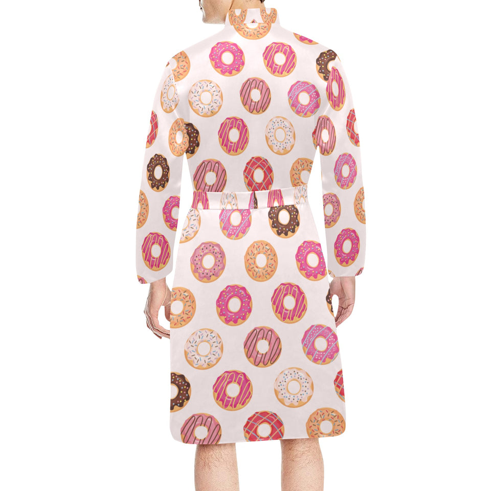 Colorful donut pattern Men's Long Sleeve Belted Night Robe