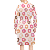 Colorful donut pattern Men's Long Sleeve Belted Night Robe