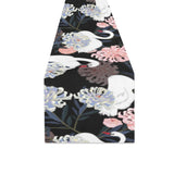 white swan blooming flower pattern Table Runner