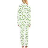 Green Peas Pattern Print Design 04 Women's Long Pajama Set