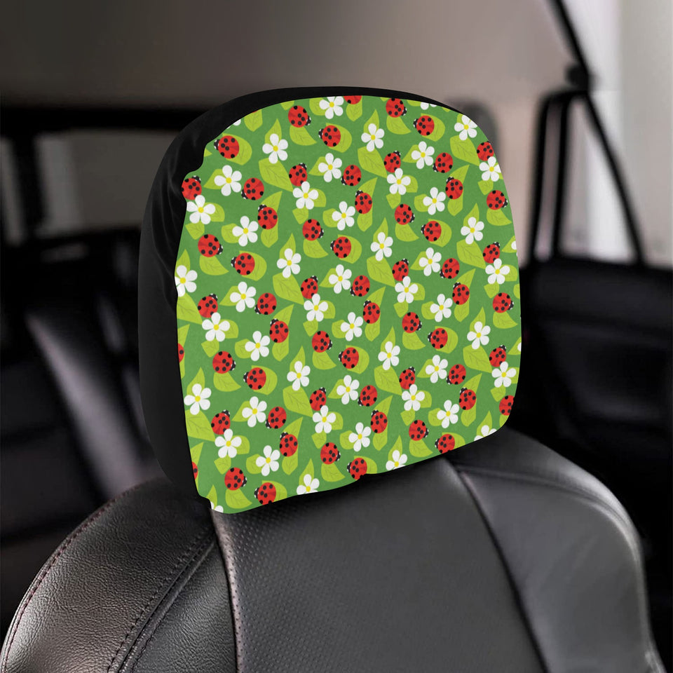 Ladybug Pattern Print Design 01 Car Headrest Cover