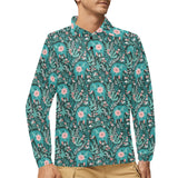 Elephants jungle pattern Men's Long Sleeve Polo Shirt