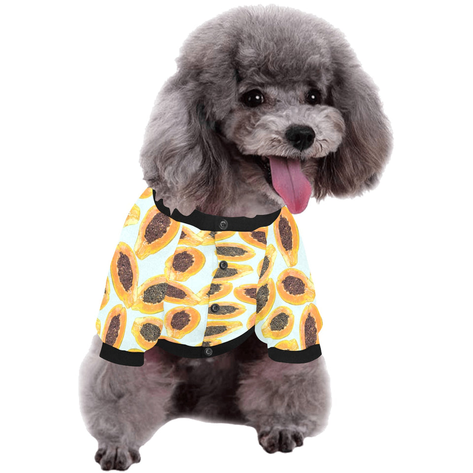 Watercolor papaya pattern All Over Print Pet Dog Round Neck Fuzzy Shirt