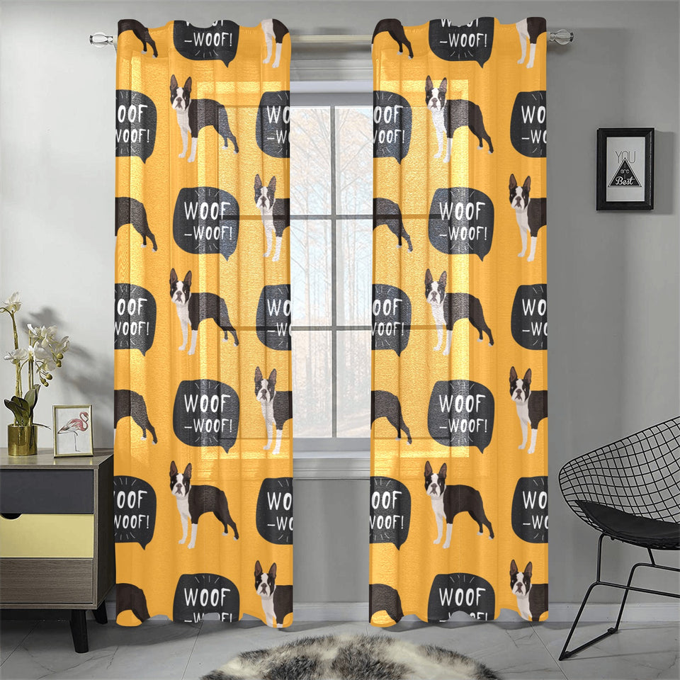 Boston terrier design pattern Gauze Curtain