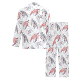 Watercolor sea turtle jellyfish pattern Men's Long Pajama Set
