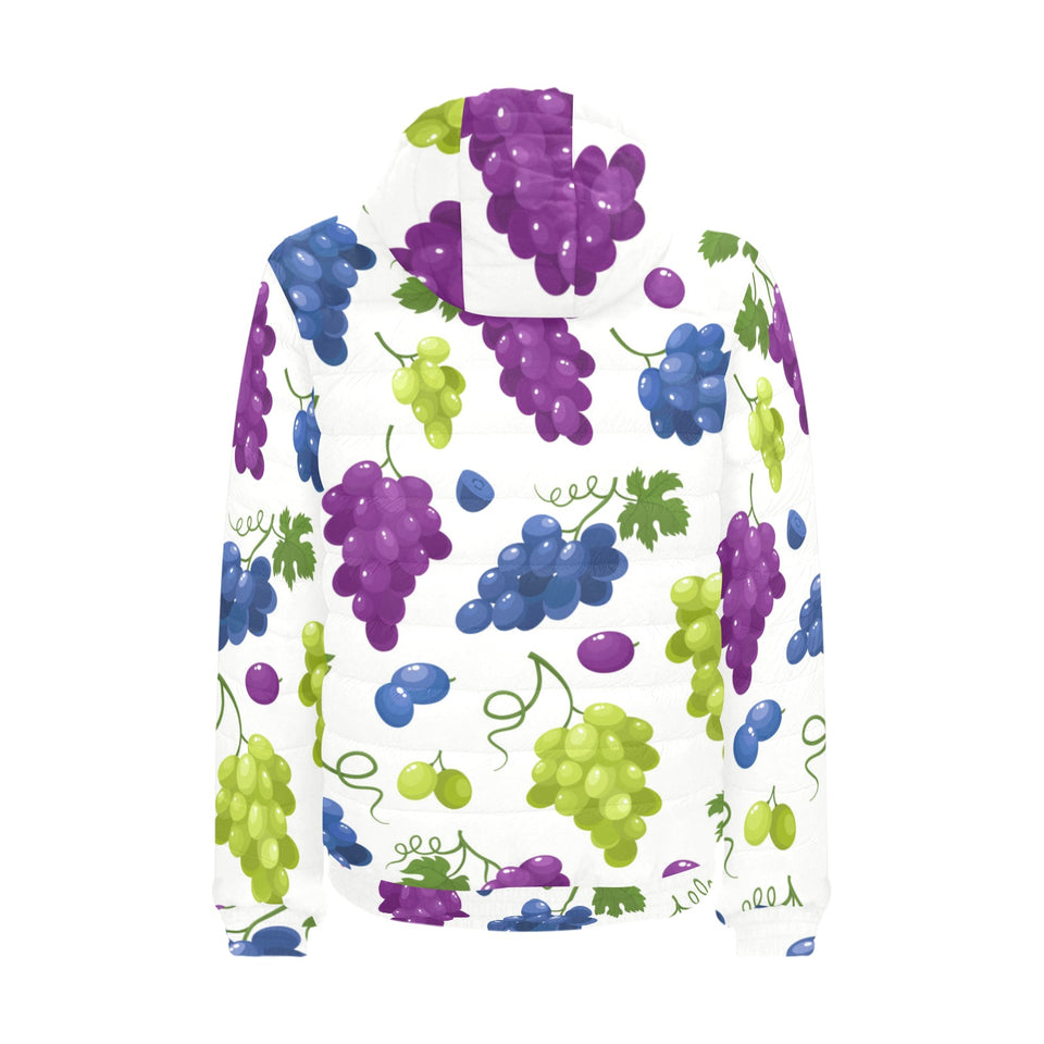 Grape pattern Men's Padded Hooded Jacket