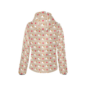 English Bulldog Pattern Print Design 05 Women's Padded Hooded Jacket