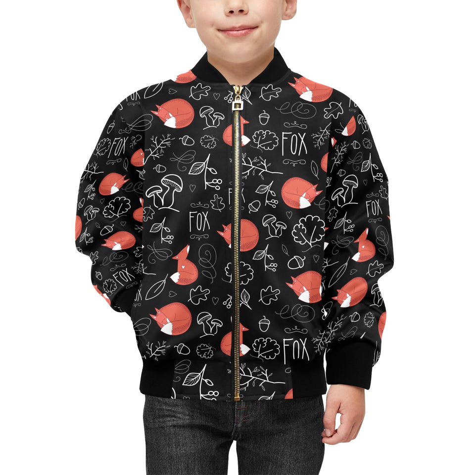 fox sleeping fox pattern Kids' Boys' Girls' Bomber Jacket