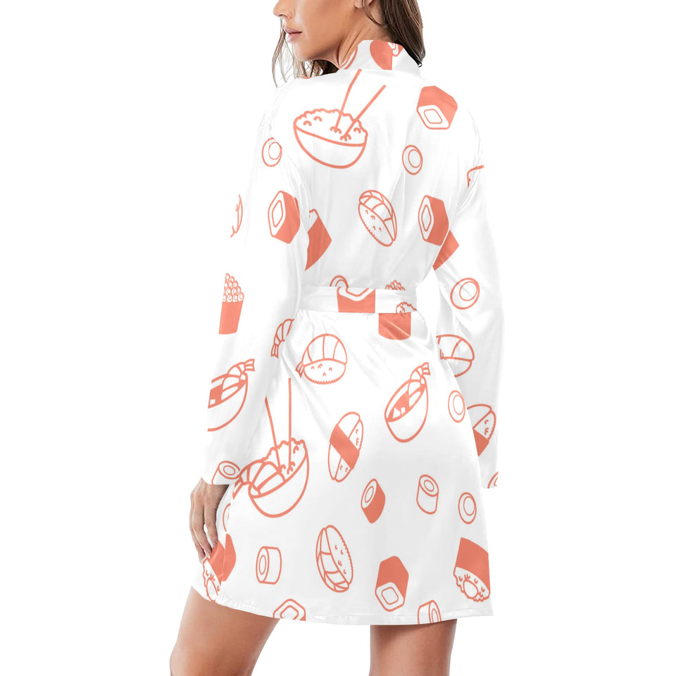 Sushi pattern Women's Long Sleeve Belted Night Robe